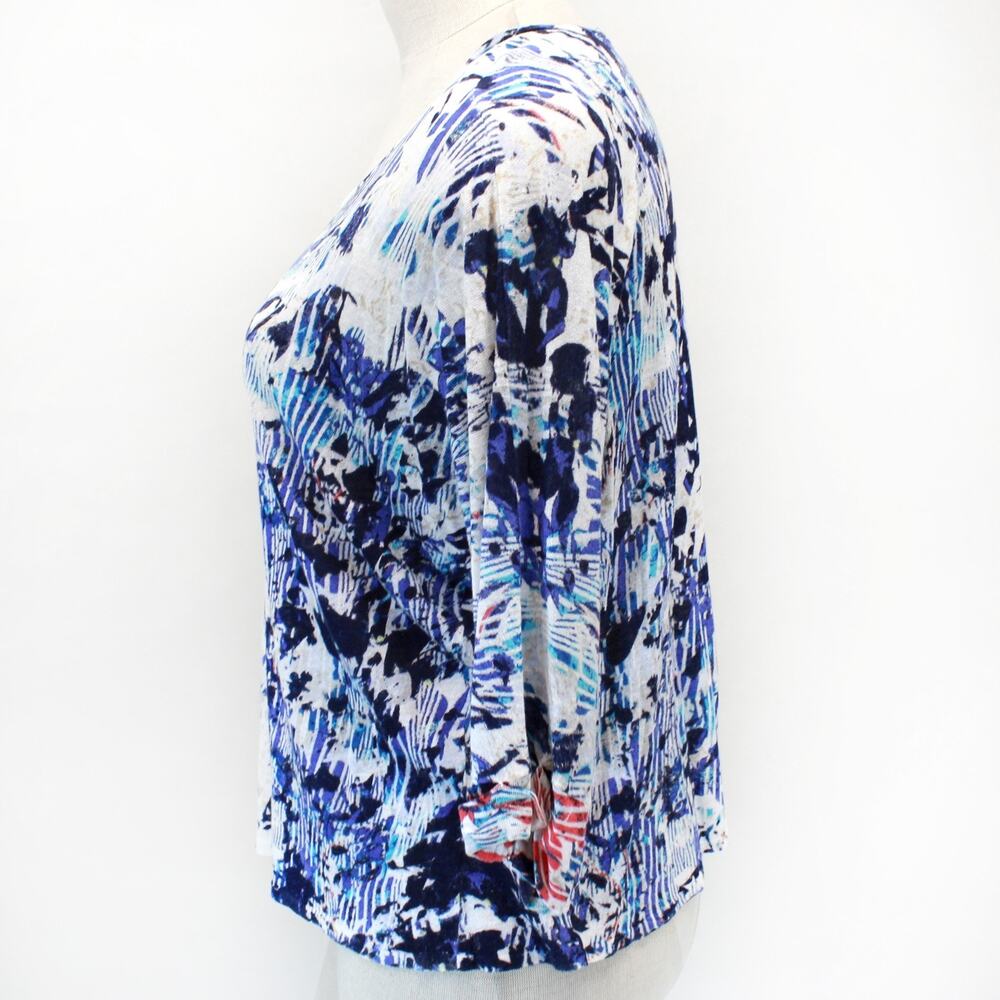 Nic + Zoe NZT Abstract Floral Print 3/4 Sleeve Casual Blouse Top Plus 2X - Picture 5 of 8